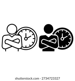Illustration depicting the contrast between rest and work using timepieces