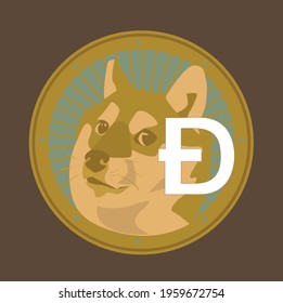 Illustration depicting cryptocurrency Dogecoin isolated in a coin format, Vector illustration of digital currency DOGECOIN 