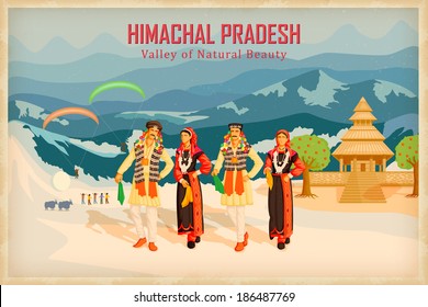 illustration depicting the culture of Himachal Pradesh, India