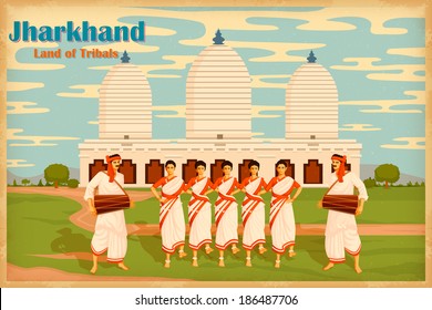 illustration depicting the culture of Jharkhand, India