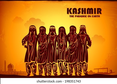 illustration depicting the culture of Kashmir, India