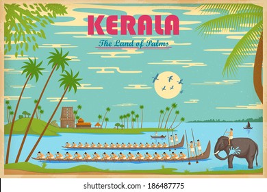 illustration depicting the culture of Kerala, India