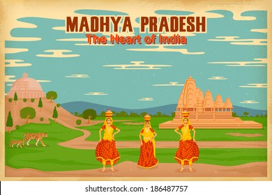 illustration depicting the culture of Madhya Pradesh, India