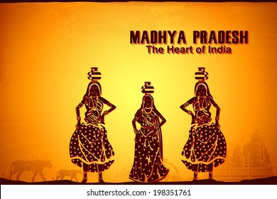 illustration depicting the culture of Madhya Pradesh, India