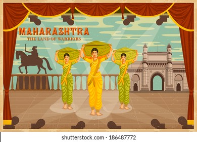 illustration depicting the culture of Maharashtra, India