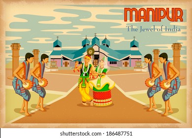 illustration depicting the culture of Manipur, India