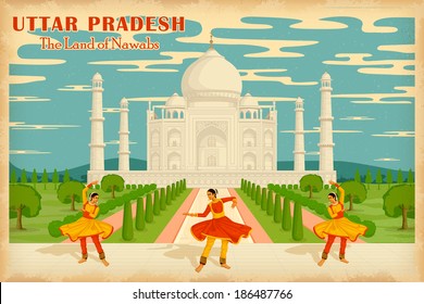 illustration depicting the culture of Uttar Pradesh, India