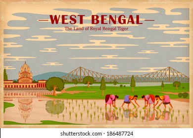 illustration depicting the culture of West Bengal, India