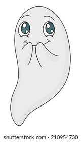 Illustration depicting a cute ghost looking amused. Eps 8 Vector.
