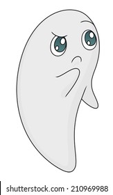 Illustration depicting a cute ghost looking inquisitive. Eps 8 Vector.