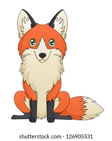 An illustration depicting a cute red fox cartoon sitting. Eps 8 Vector.