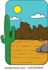 illustration depicting a desert during the day. Set of vector illustration. simple painting for t-shirt design