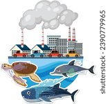 Illustration depicting the devastating impact of pollution on animals