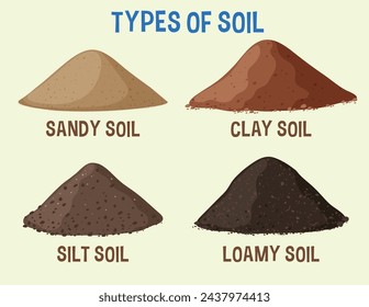 Illustration depicting four varieties of soil types