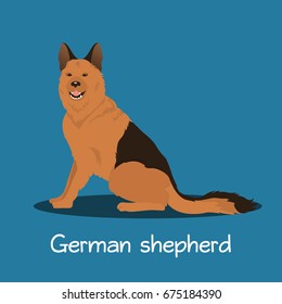 An illustration depicting German shepherd dog cartoon.vector