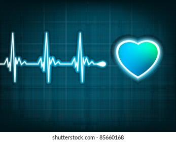 Illustration depicting a graph from a heart beat and a heart. EPS 8 vector file included