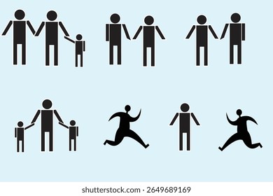 Illustration depicting a group of stylized figures, possibly men, symbolizing unity or teamwork. The design utilizes a vibrant CMYK color palette including red, green, blue, and yellow.