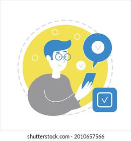 Illustration depicting a guy ordering something online