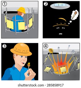 Illustration depicting history in comic work safety, Ideal for training material, educational and institutional