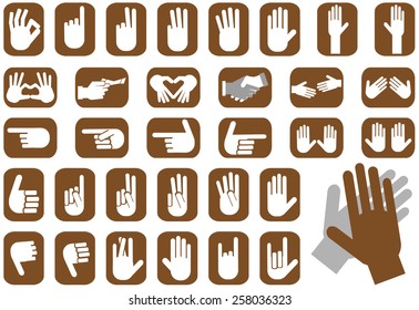 illustration depicting icons hands with various gestures