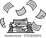 Illustration depicting an image of overwhelming workload with piles of documents scattered everywhere
