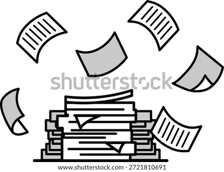 Illustration depicting an image of overwhelming workload with piles of documents scattered everywhere