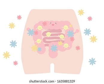 It is an illustration depicting intestinal bacteria as a flower garden.