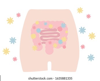 It is an illustration depicting intestinal bacteria as a flower garden.