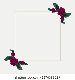 Illustration depicting an invitation to a wedding or other celebration, painted with watercolor brushes, red flowers, with green petals