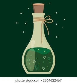 Illustration depicting a magic potion in a flask for the holiday Halloween