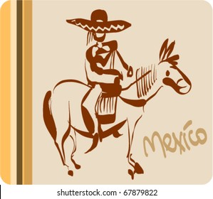 Illustration depicting a mexican horseman