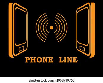 illustration depicting mobile phones and the connection between them as a contact information advertising symbol