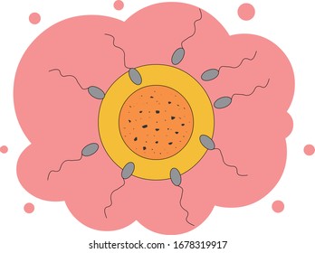 Illustration depicting the ovum and sperm of dad and mom.