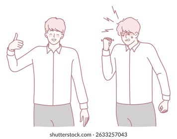 An illustration depicting a person expressing positive gestures and emotions, perfect for various communication themes