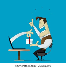 Illustration depicting a productive and successful on-line store