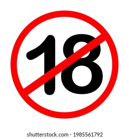 An illustration depicting a prohibition icon under the age of 18, a prohibition symbol under 18, a vector image for a prohibition age 18 and under.