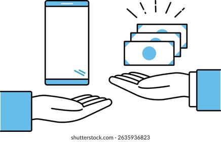 Illustration depicting the purchase of a smartphone