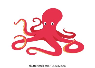 Illustration depicting a red octopus.