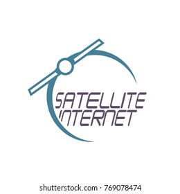 
An illustration depicting a satellite above the Earth, in the form of a symbol and logo