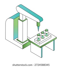 ilustração representando instrumentos científicos em estilo isométrico