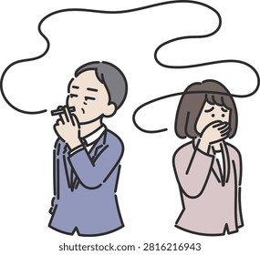 An Illustration depicting secondhand smoke.