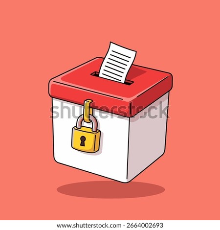 Illustration depicting a secure ballot box with ballot, lock, and political process