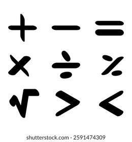 Illustration depicting a set of black calculator icons on a white background