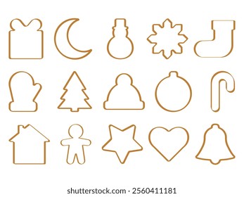 
Illustration depicting a set of Christmas gingerbread cookies on a white background