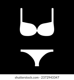 Illustration depicting a set of women's underwear, bra and panties in white on a black background