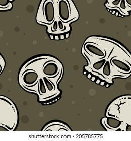 Illustration depicting several skulls buried in dirt. Seamlessly repeatable. Eps 8 Vector.