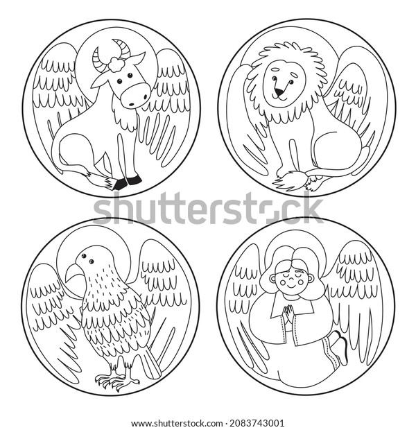 illustration-depicting-symbol-four-evangelists-who-stock-vector