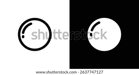 An illustration depicting two bubble icons. One features a black outline on a white background, while the other is a filled white circle against a black background, with reflections.