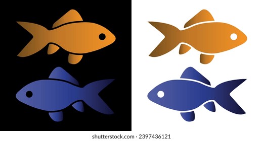 
Ilustración de dos peces, naranja y azul, con un gradiente. Hecho en negro y blanco