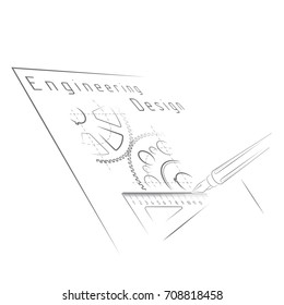 an illustration depicting two gears in the form of a drawing